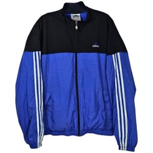Adidas 90s Lined Windbreaker, Blue and Black, Excellent Condition, size XL